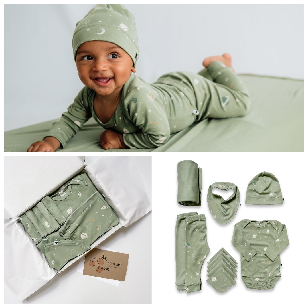 Bamboo Baby Capsule Gift Box - Outer Space & Sage-0