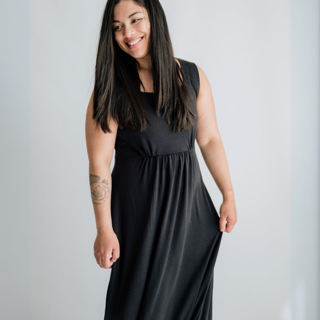 Ladies' Bamboo Square Neck Midi Dress-0