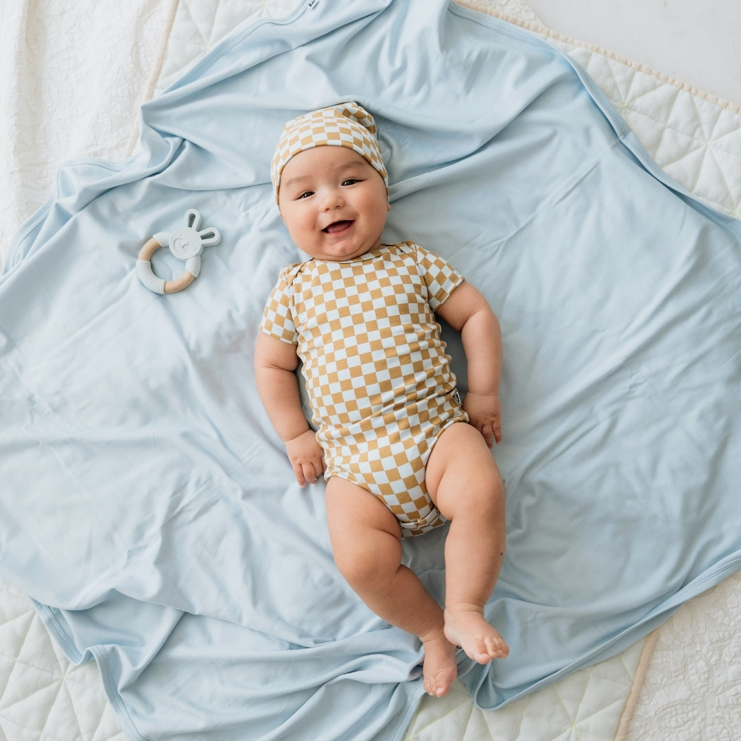 Bamboo Baby Capsule Gift Box - Blue Checkers & Powder Blue-4