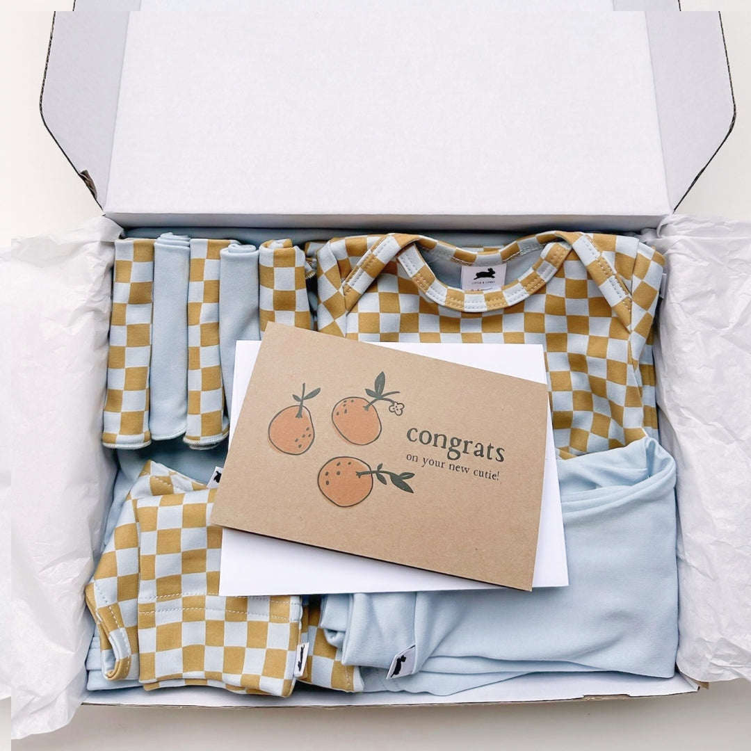 Bamboo Baby Capsule Gift Box - Blue Checkers & Powder Blue-5