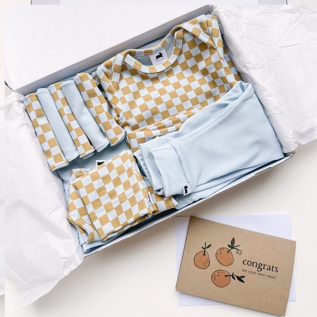 Bamboo Baby Capsule Gift Box - Blue Checkers & Powder Blue-6