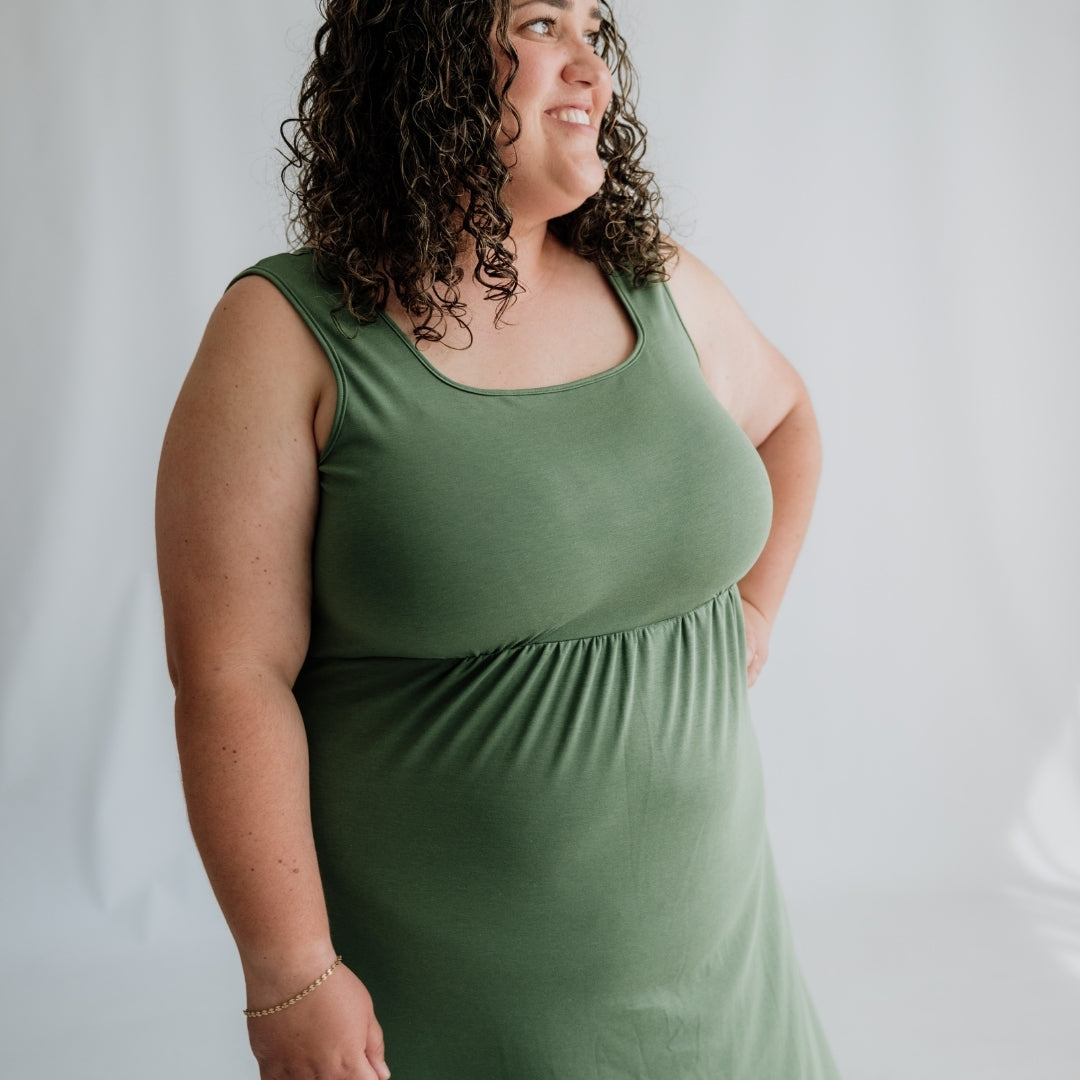 Ladies' Bamboo Square Neck Midi Dress-4