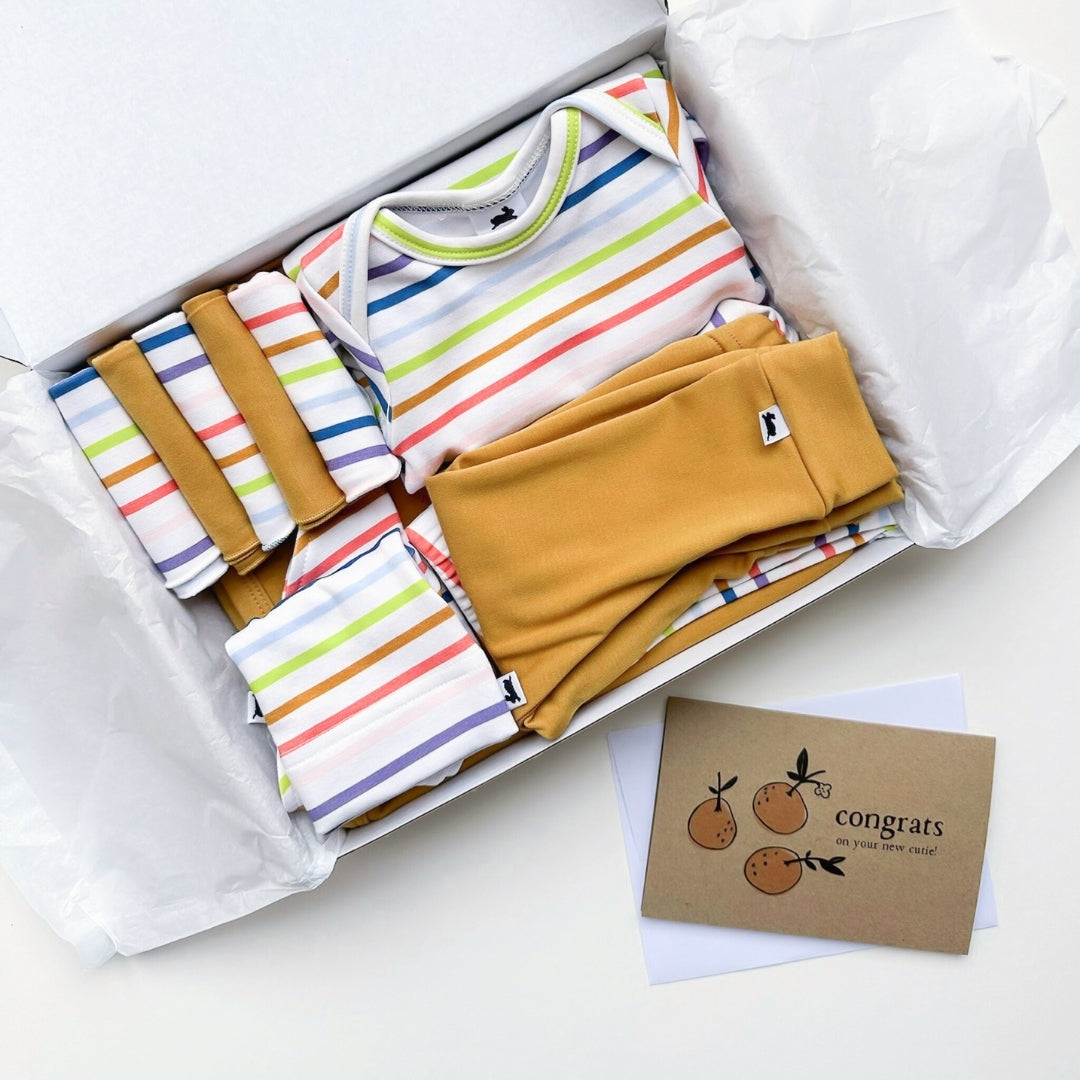 Bamboo Baby Capsule Gift Box - Rainbow Stripe & Sunflower-6