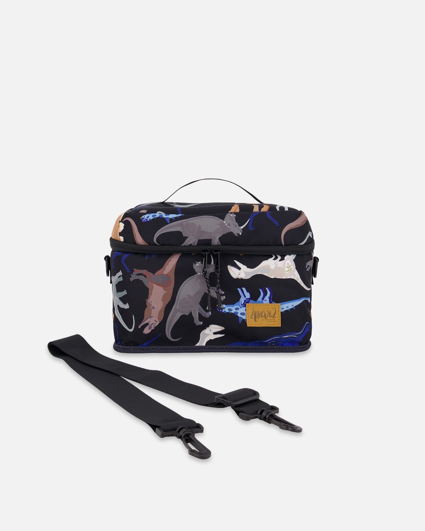 Lunch Box Black Dinosaur Print-0