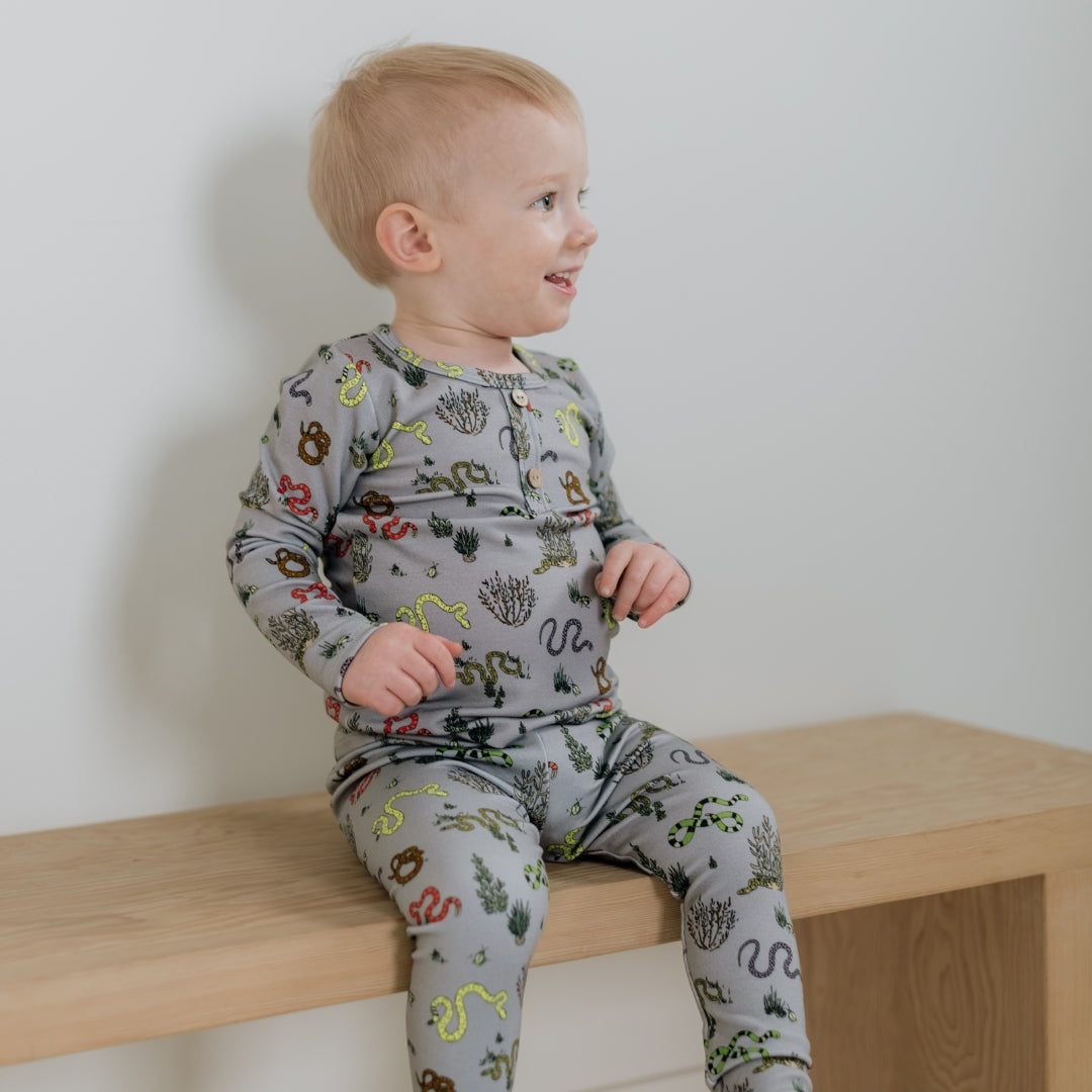 Youth 2-Piece Bamboo Long Sleeve Henley Lounge Set-1