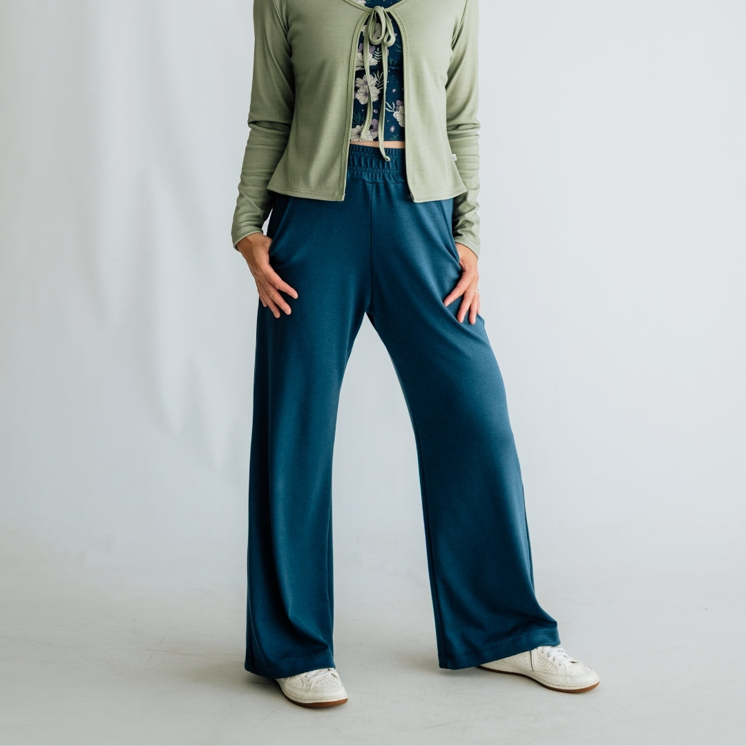 Ladies Bamboo Wide Leg Pants-0