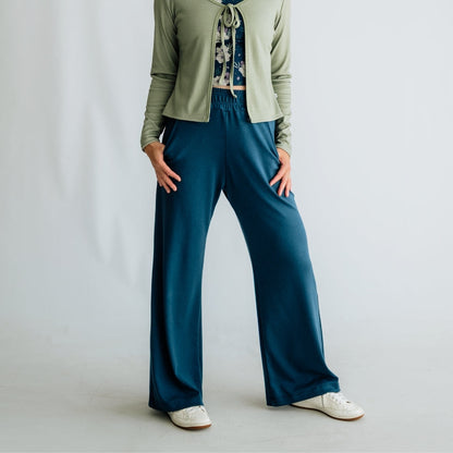 Ladies Bamboo Wide Leg Pants-0