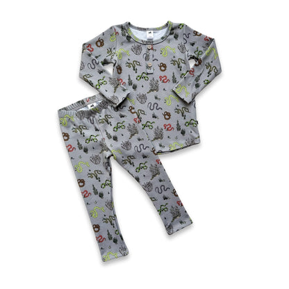 Youth 2-Piece Bamboo Long Sleeve Henley Lounge Set-4
