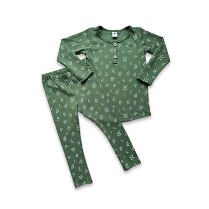 Youth 2-Piece Bamboo Long Sleeve Henley Lounge Set-5