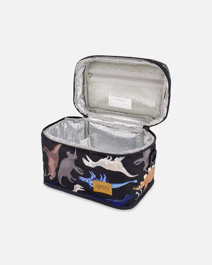 Lunch Box Black Dinosaur Print-2