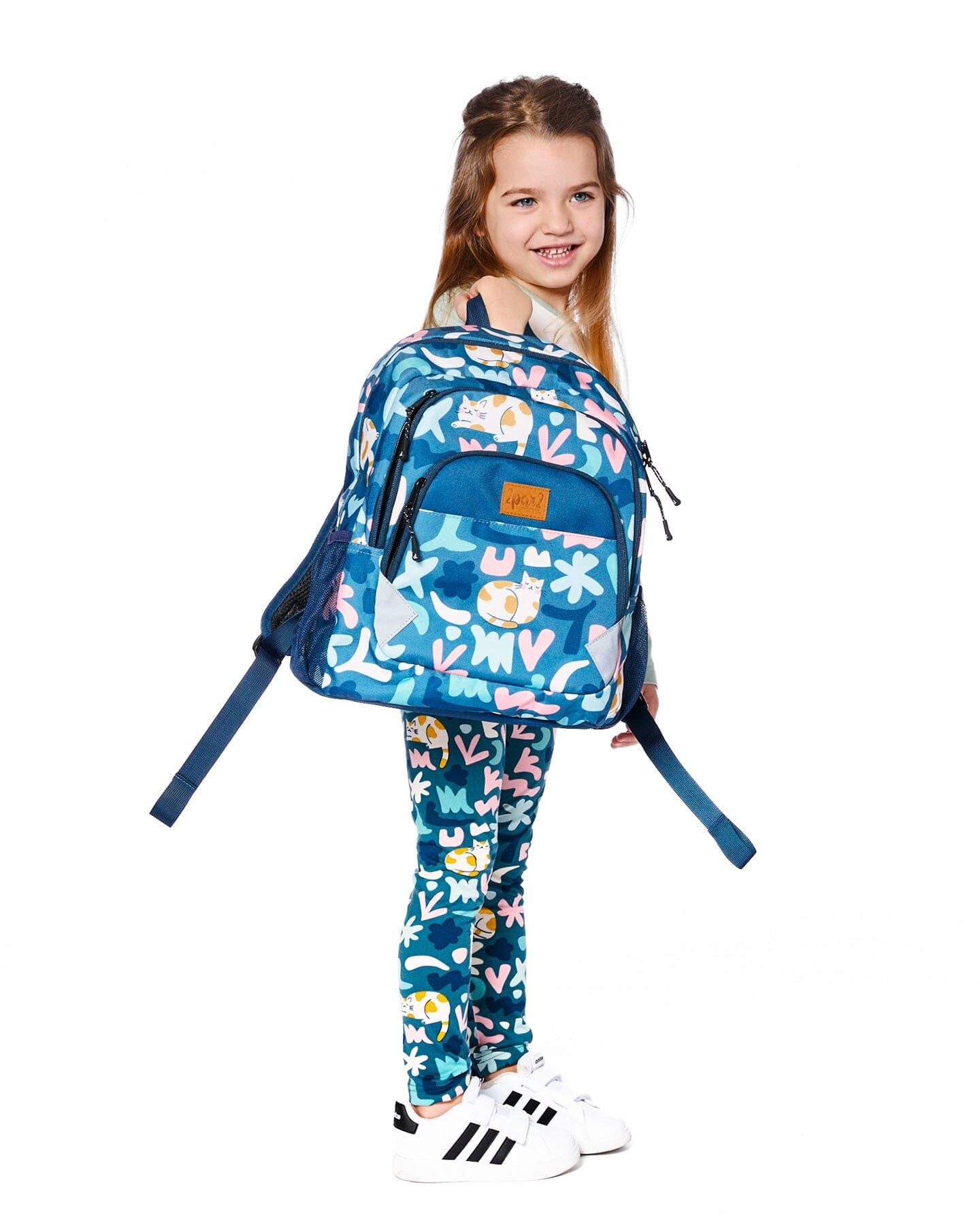 Little Kids Backpack Green Cat Print-1