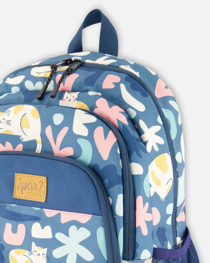 Little Kids Backpack Green Cat Print-3