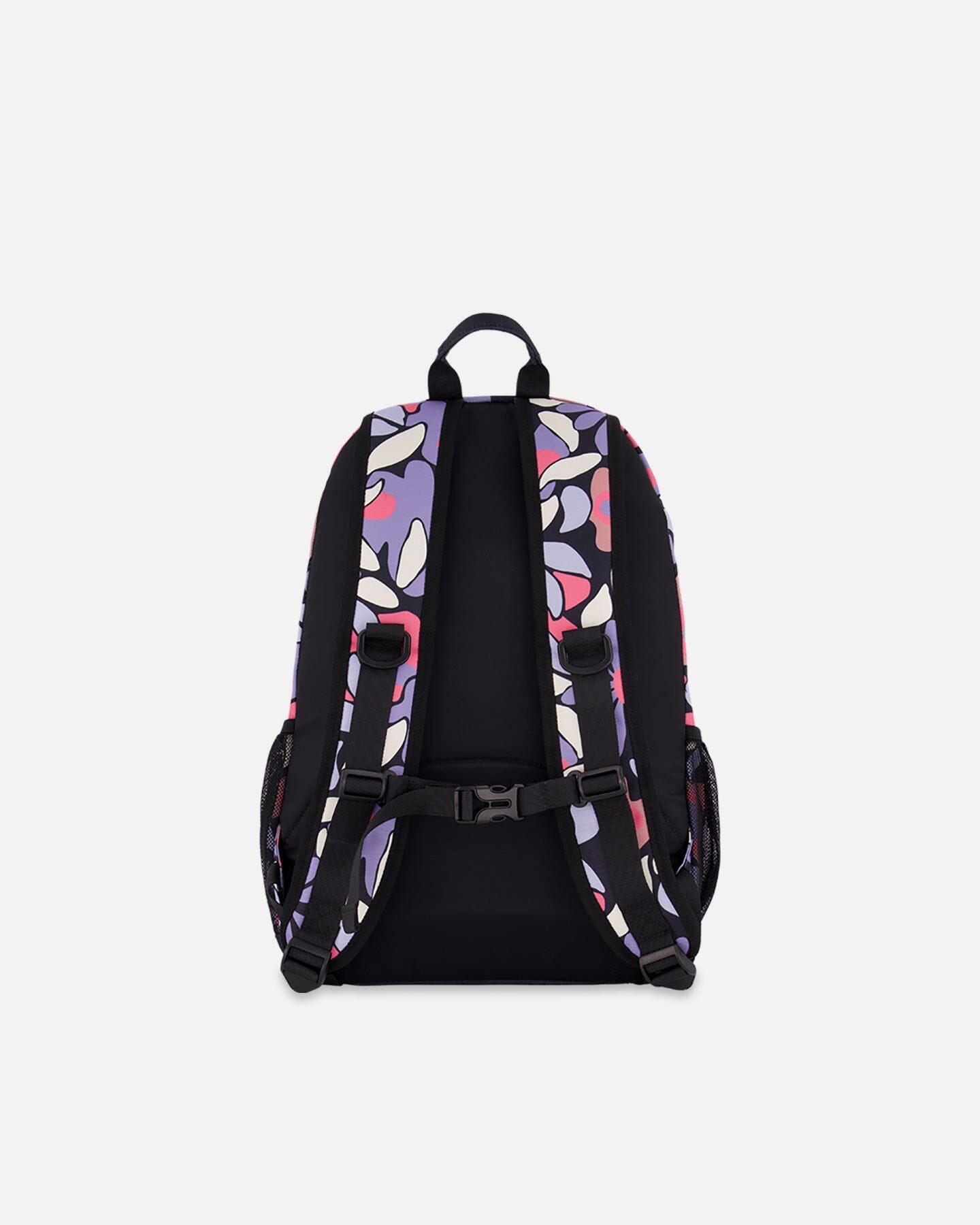 Kids Backpack Black Retro Flower Print-2
